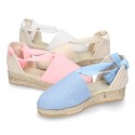 Cotton canvas girl espadrilles shoes Valenciana style.