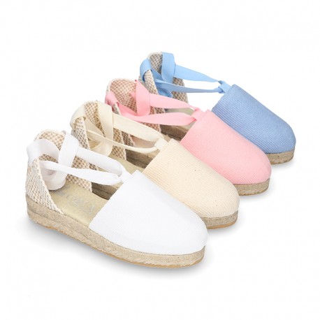 Cotton canvas girl espadrilles shoes Valenciana style.