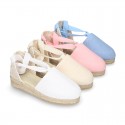 Cotton canvas girl espadrilles shoes Valenciana style.