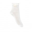 SIDE OPENWORK CEREMONY ANKLE SOCKS WITH BOW BY CONDOR.