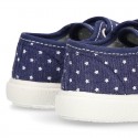 Jeans Cotton Canvas Sneaker with double velcro strap and STARS design.