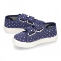 Jeans Cotton Canvas Sneaker with double velcro strap and STARS design.