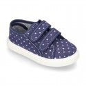 Jeans Cotton Canvas Sneaker with double velcro strap and STARS design.