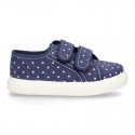 Jeans Cotton Canvas Sneaker with double velcro strap and STARS design.