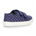 Jeans Cotton Canvas Sneaker with double velcro strap and STARS design.