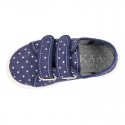 Jeans Cotton Canvas Sneaker with double velcro strap and STARS design.