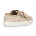 Cotton Canvas Sneaker with double velcro strap and little DOTS design.