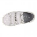 Cotton Canvas Sneaker with double velcro strap and little DOTS design.