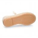 Laces up espadrille shoes in washing effect cotton canvas in pastel colors.