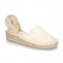 Cotton Canvas CEREMONY espadrille shoes with ties and lace design.