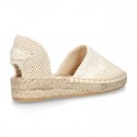 Cotton Canvas CEREMONY espadrille shoes with ties and lace design.