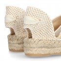 Cotton Canvas CEREMONY espadrille shoes with ties and lace design.