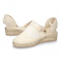 Cotton Canvas CEREMONY espadrille shoes with ties and lace design.