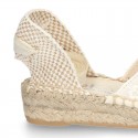 Cotton Canvas CEREMONY espadrille shoes with ties and lace design.