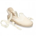 Cotton Canvas CEREMONY espadrille shoes with ties and lace design.