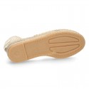 Cotton Canvas CEREMONY espadrille shoes with ties and lace design.