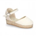 Lace Cotton Canvas CEREMONY espadrille shoes with buckle fastening.