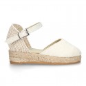 Lace Cotton Canvas CEREMONY espadrille shoes with buckle fastening.