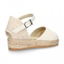 Lace Cotton Canvas CEREMONY espadrille shoes with buckle fastening.