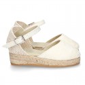 Lace Cotton Canvas CEREMONY espadrille shoes with buckle fastening.