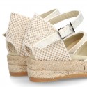 Lace Cotton Canvas CEREMONY espadrille shoes with buckle fastening.