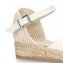 Lace Cotton Canvas CEREMONY espadrille shoes with buckle fastening.