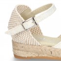 Lace Cotton Canvas CEREMONY espadrille shoes with buckle fastening.