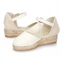 Lace Cotton Canvas CEREMONY espadrille shoes with buckle fastening.