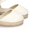 Lace Cotton Canvas CEREMONY espadrille shoes with buckle fastening.