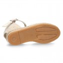 Lace Cotton Canvas CEREMONY espadrille shoes with buckle fastening.