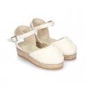 Lace Cotton Canvas CEREMONY espadrille shoes with buckle fastening.