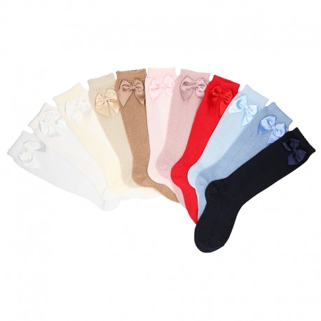 PERLE KNEE-HIGH SOCKS WITH BOW BY CONDOR.