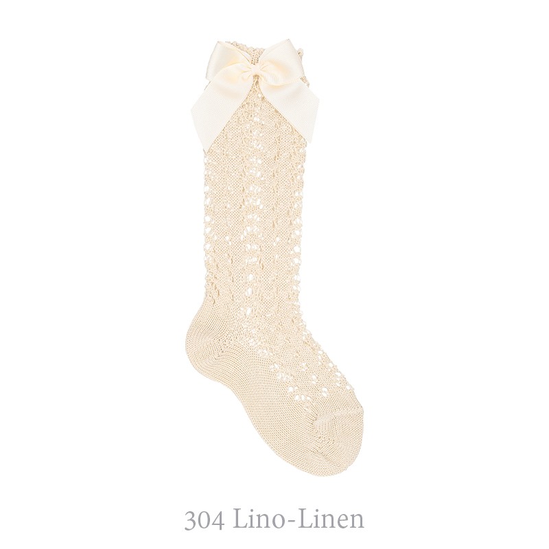 Calcetines Altos Calado Lateral con Moño Blanco – Panne Moda Infantil