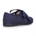 LINEN canvas Little Laces up shoes with ties closure for little kids.