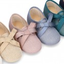 LINEN canvas Little Laces up shoes with ties closure for little kids.