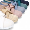 LINEN canvas Little Laces up shoes with ties closure for little kids.