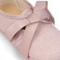 LINEN canvas Little Laces up shoes with ties closure for little kids.