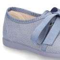 LINEN canvas Little Laces up shoes with ties closure for little kids.