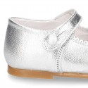 METAL Classic Nappa Leather little Mary Jane shoes with button.