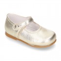 METAL Classic Nappa Leather little Mary Jane shoes with button.