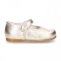 METAL Classic Nappa Leather little Mary Jane shoes with button.