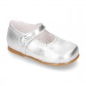 METAL Classic Nappa Leather little Mary Jane shoes with button.