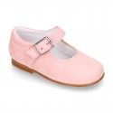 Classic SOFT SUEDE leather little Mary Janes with buckle fastening in pastel colors.