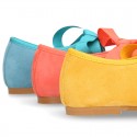 New SOFT SUEDE leather little Mary Jane shoes angel style in seasonal colors.