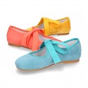 New SOFT SUEDE leather little Mary Jane shoes angel style in seasonal colors.