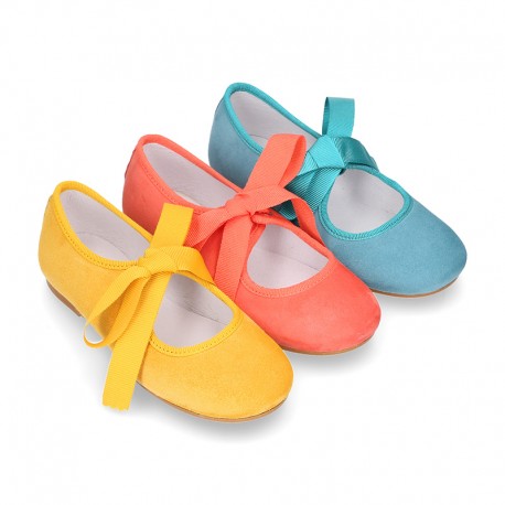 New SOFT SUEDE leather little Mary Jane shoes angel style in seasonal colors.