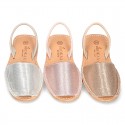 EXTRA SOFT leather Menorquina sandals with rear strap and sequins design.