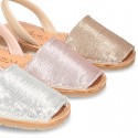 EXTRA SOFT leather Menorquina sandals with rear strap and sequins design.