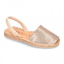 EXTRA SOFT leather Menorquina sandals with rear strap and sequins design.