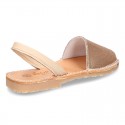 EXTRA SOFT leather Menorquina sandals with rear strap and sequins design.